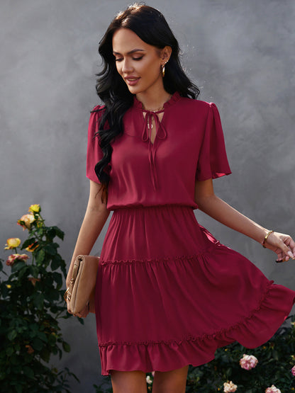 Women's high neck loose Ruffle Dress