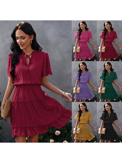 Women's high neck loose Ruffle Dress