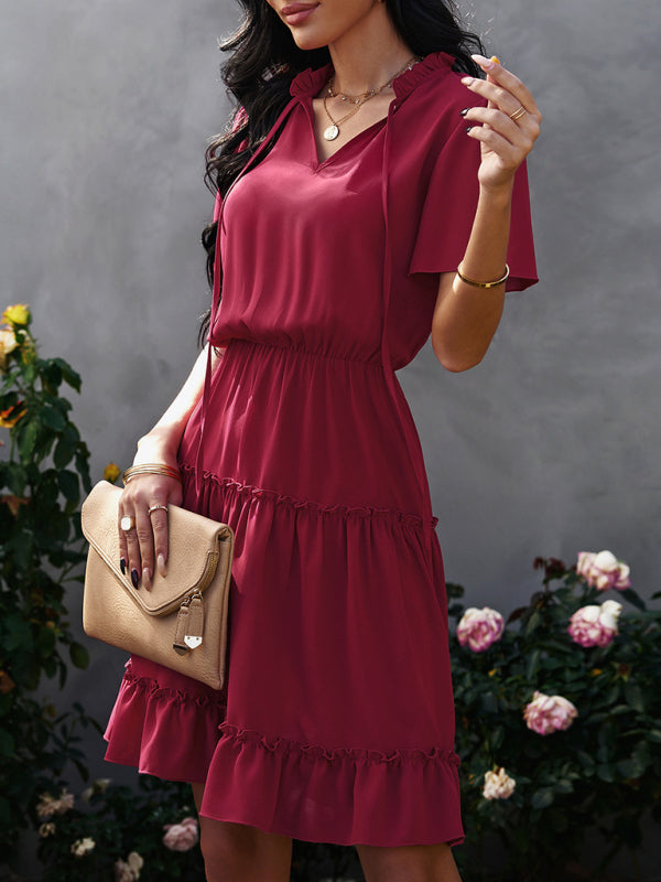 Women's high neck loose Ruffle Dress