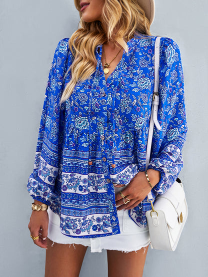 Women's Bohemian temperament commuter long sleeved top
