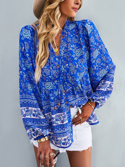 Women's Bohemian temperament commuter long sleeved top