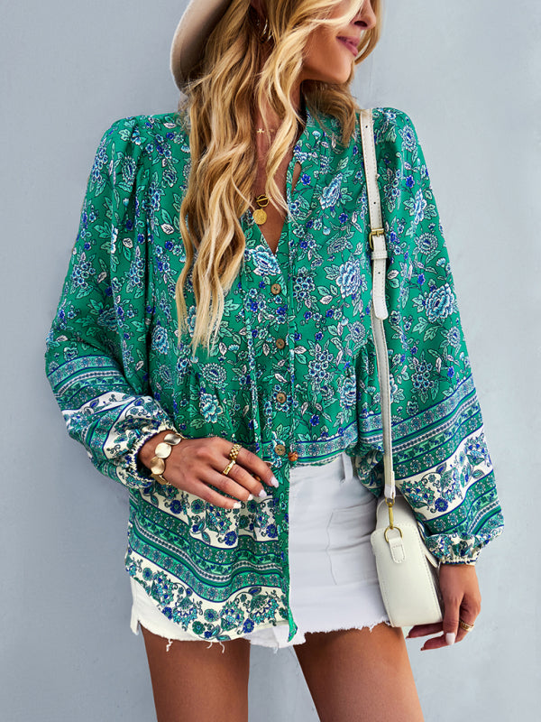 Women's Bohemian temperament commuter long sleeved top