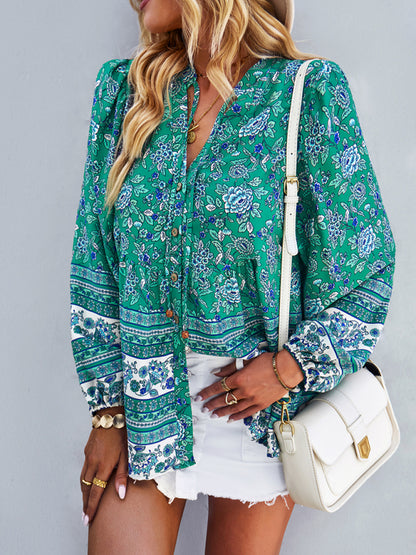 Women's Bohemian temperament commuter long sleeved top