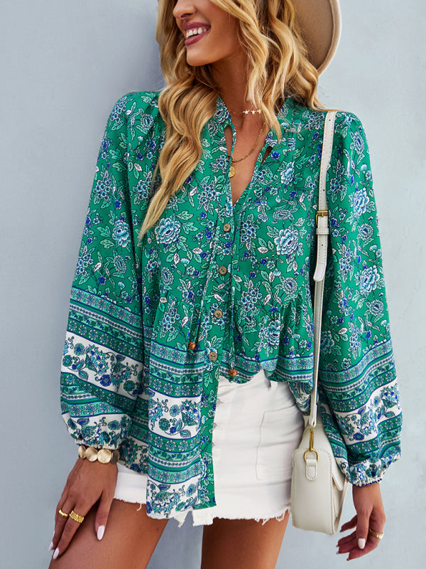 Women's Bohemian temperament commuter long sleeved top