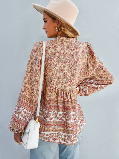 Women's Bohemian temperament commuter long sleeved top