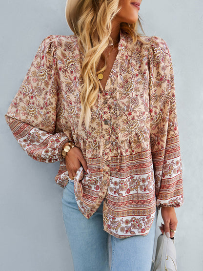 Women's Bohemian temperament commuter long sleeved top