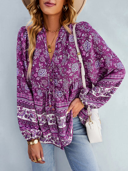 Women's Bohemian temperament commuter long sleeved top