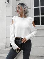 Women's off shoulder short loose long sleeved sweater