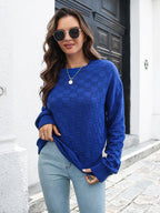 Women's three-dimensional Plaid loose sweater