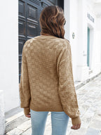 Women's three-dimensional Plaid loose sweater
