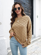 Women's three-dimensional Plaid loose sweater