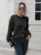 Women's button loose long sleeve sweater
