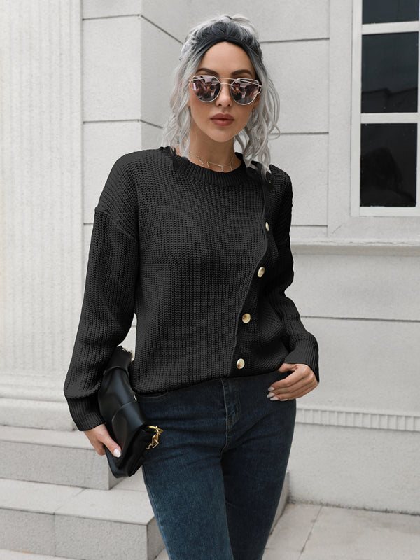 Women's button loose long sleeve sweater