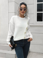 Women's button loose long sleeve sweater