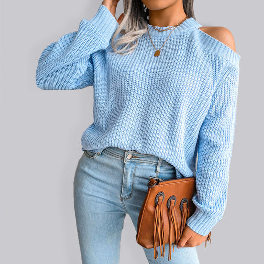 Women's casual off shoulder loose knit sweater