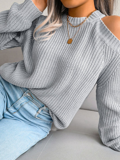 Women's casual off shoulder loose knit sweater