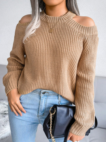 Women's casual off shoulder loose knit sweater