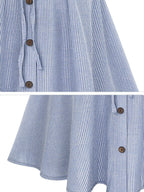 Women's Lace-Up Single-Breasted Pinstripe Midi Skirt