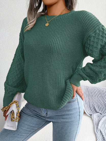 Women's leisure lantern long sleeve knitted sweater