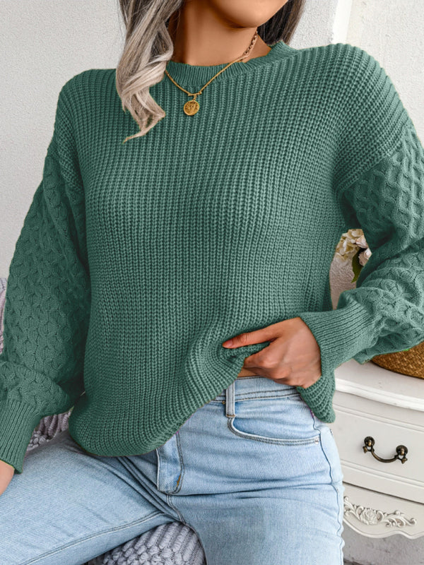 Women's leisure lantern long sleeve knitted sweater