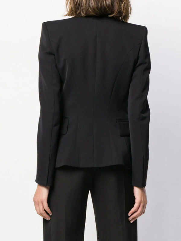 Women's fashion short double-breasted blazer