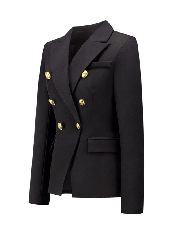 Women's fashion short double-breasted blazer