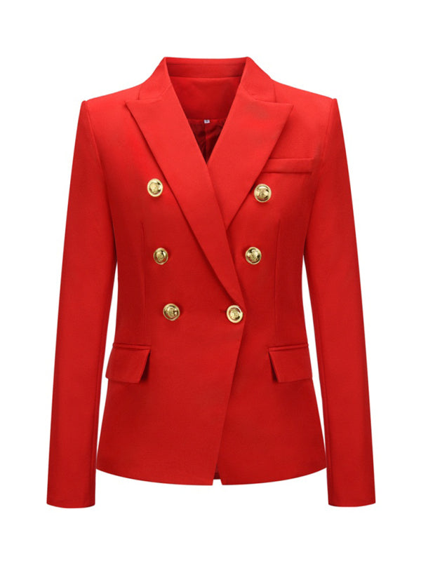 Women's fashion short double-breasted blazer