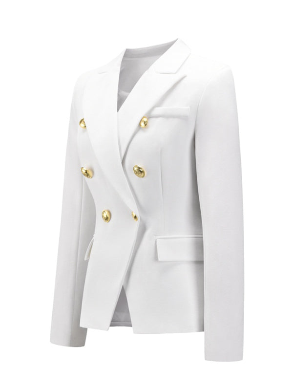 Women's fashion short double-breasted blazer