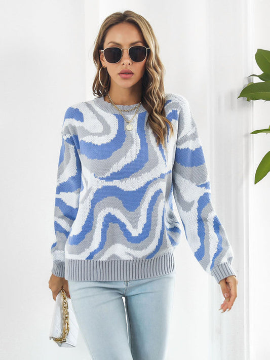 Women's Tie-Dye Jacquard Drop-Shoulder Sleeve Sweater