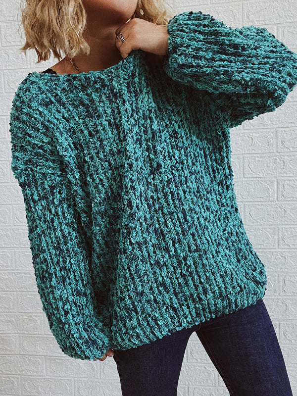 V-Neck Drop-Shoulder Sleeve Knit Sweater Sweater