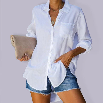 Women's Shirt Solid Color Large Size Casual Loose Breasted Shirt Women's Clothes