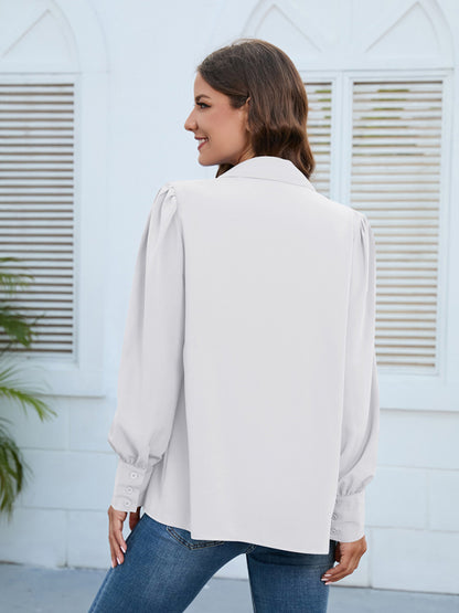Spring and autumn new chiffon shirt women's shirt pleated long-sleeved top