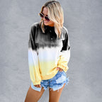 Women's Sweatshirt New Top Rainbow Gradient Printed Long Sleeve Sweatshirt