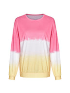 Women's Sweatshirt New Top Rainbow Gradient Printed Long Sleeve Sweatshirt
