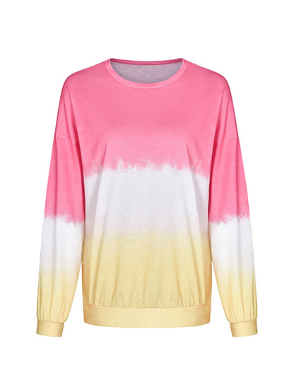 Women's Sweatshirt New Top Rainbow Gradient Printed Long Sleeve Sweatshirt