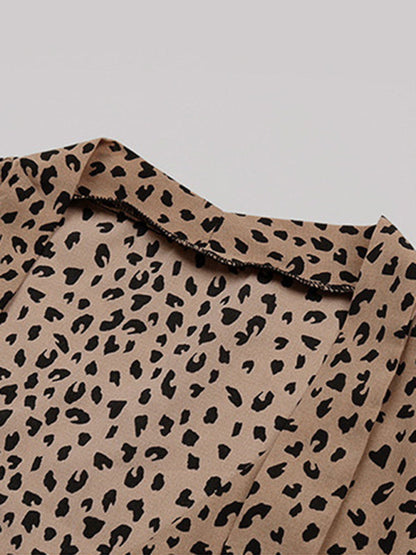 Women's Commuter Leopard Print Tie Shirt