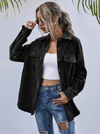 Corduroy Shirt Lapel Long Sleeve Loose Casual Jacket