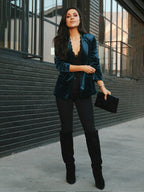 Women's Coat Amazon Casual Slim Long Sleeve Gold Velvet Small Suit