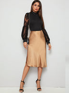 Women's Lace Stitching Slim Fashion Long-sleeved Bodysuit