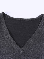 Women's sexy V-neck bright silk slim long-sleeved Bodysuit
