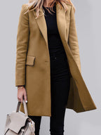 New style temperament of European and American mid long breasted solid small suit