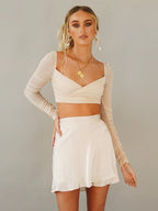 Solid Color Skirt High Waist Fashion One Piece Tie Skirt Chiffon Satin Wrap Skirt