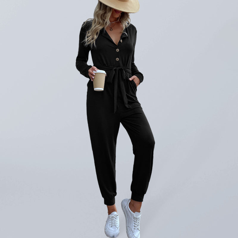 women's casual long sleeve hooded jumpsuit