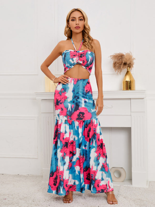 Women's Sexy Bohemian Print Skirt Two-Piece Sets