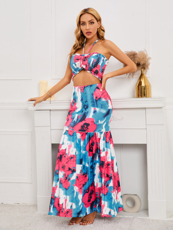 Women's Sexy Bohemian Print Skirt Two-Piece Sets