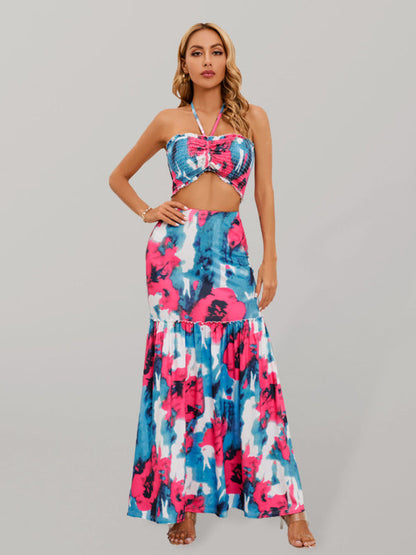 Women's Sexy Bohemian Print Skirt Two-Piece Sets