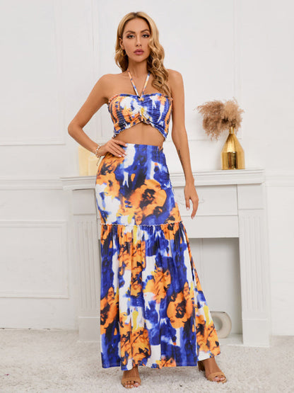 Women's Sexy Bohemian Print Skirt Two-Piece Sets