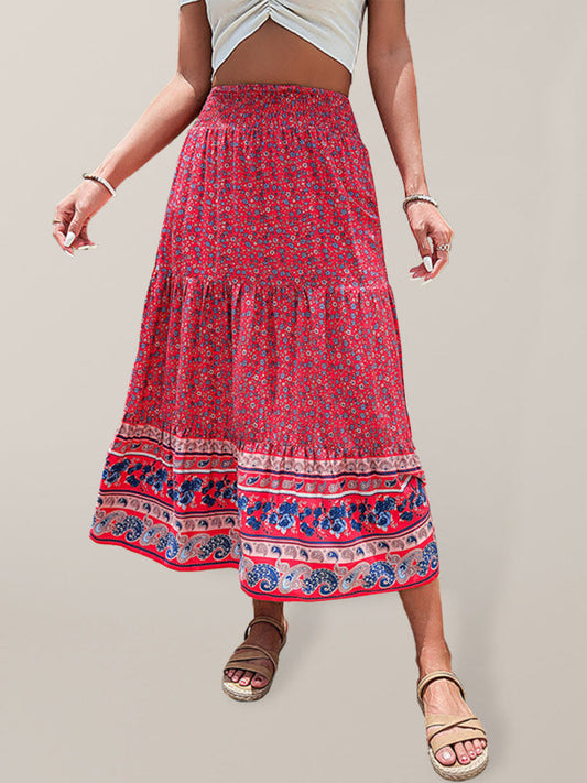 Women's Woven Paisley Boho Resort Maxi Skirt