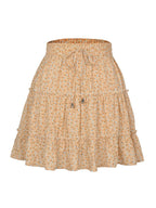 Ladies High Waist Ruffled Floral Printed A-Line Skirt