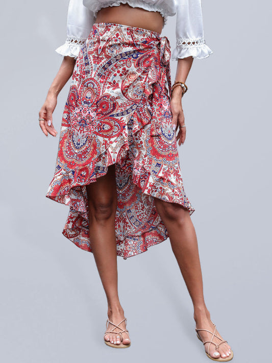 Women's one piece ethnic print beach skirt